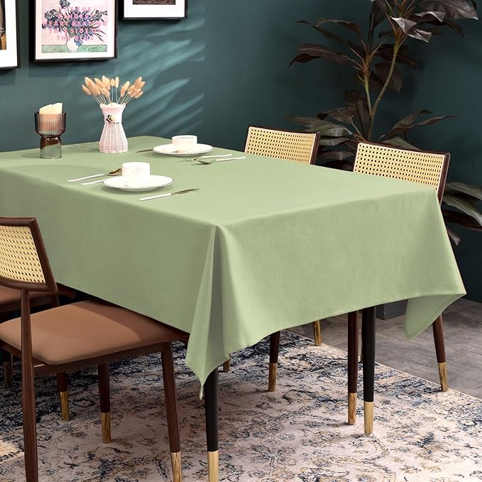BALCONY & FALCON Table Cloth for 6 Foot Rectangle Tables – Waterproof, Wrinkle-Free Farmhouse Tablecloth for Dining, Kitchen, Wedding, Baby Shower & Spring Holiday Gatherings (Sage Green, 57" x 118")