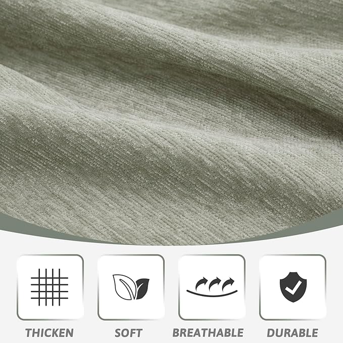 MEETSKY Sectional Couch Covers for Dog Chenille Sofa Cover, Washable Couch Cover for 3 Cushion Couch Sofa Pet Couch Furniture Protector, Sage Green Sofa Slipcover with Tassel