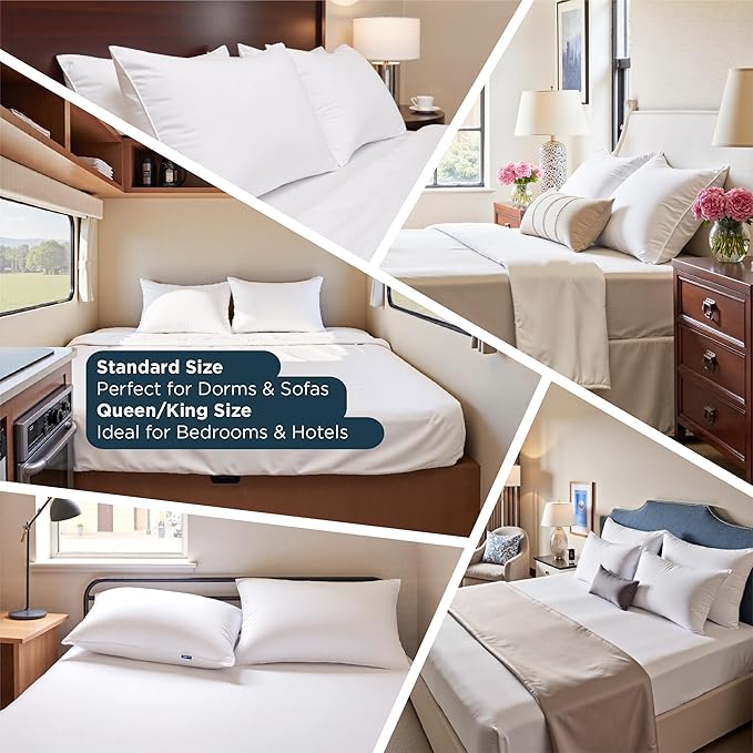 Bedsure Soft Pillows Standard Size Set of 4 - Standard Size Bed Pillows 4 Pack for Sleeping, Soft and Supportive, Hotel Quality, Original Down Alternative Filling for Side, Back Sleepers