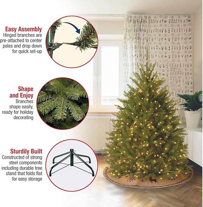 National Tree Company 4.5 ft Unlit Dunhill Fir Artificial Christmas Tree, 763 Tips, Includes Stand, Green