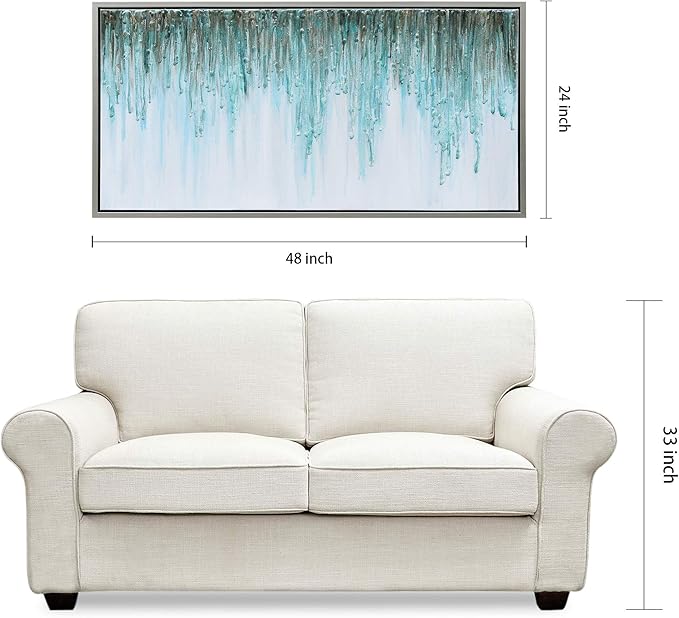 Empire Art Direct Abstract Wall Art Textured Hand Painted Canvas by Martin Edwards, Champagne Silver Frame, 24" x 48", Green Frequency