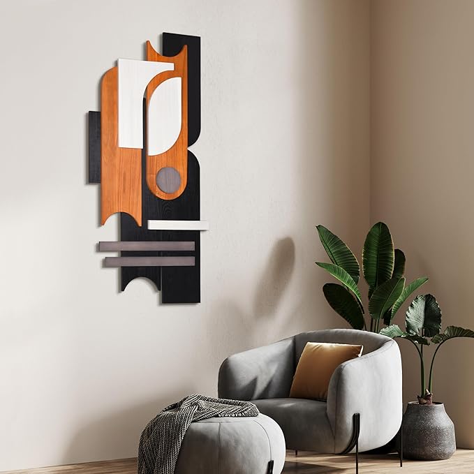 Empire Art Direct "Honeyed Dusk I Hand Made & Hand Finished Dimensional Wood Abstracts, Ready to Hang, Living Room, Bedroom & Office, 48" x 24"x 1.42"