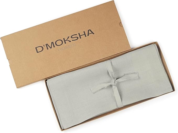 D'Moksha Homes Linen Silver Grey Table Runner 72 Inches Long - 100% Pure Linen 14 x 72 Inch Table Runner for Dining, Winter, Christmas, Holiday - Machine Washable