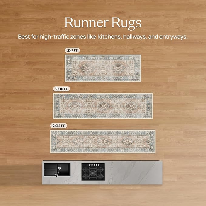 RUGGABLE x Jonathan Adler Machine Washable Modern Runner Rug – Inkdrop Black & Ivory 2.5x12, Stain-Resistant, Non-Slip – Washable Rug for Hallway, Entryway, Living Room & Kitchen–with Standard Pad