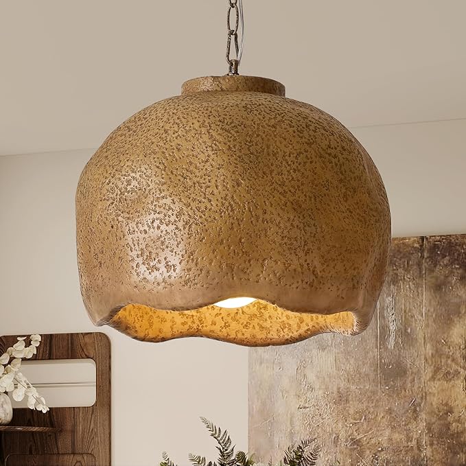 Rustic Barn Pendant Light, 13" Farmhouse Hanging Ceiling Light Fixture, Vintage Brown Dome Light for Kitchen Island, Dining Room, Living Room, Country Style, E26 Base