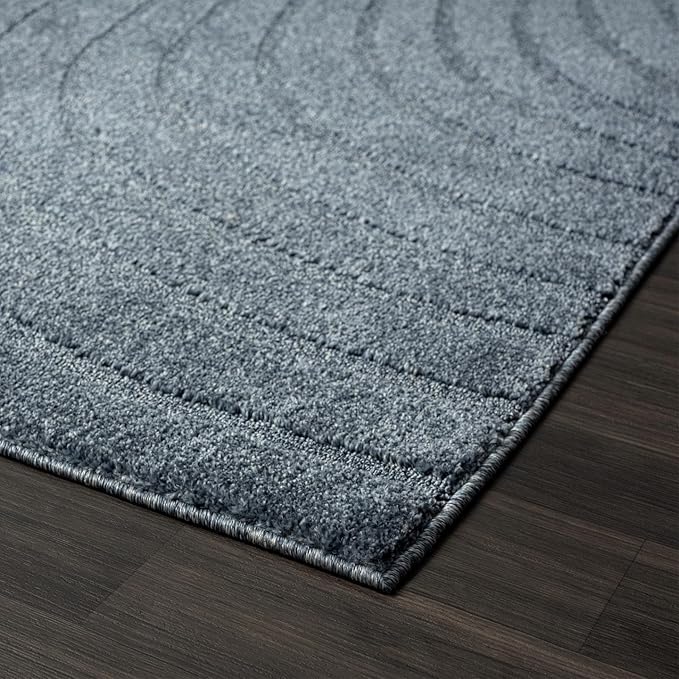 LUXE WEAVERS Modern Geometric Wave Blue 9x12 Area Rug