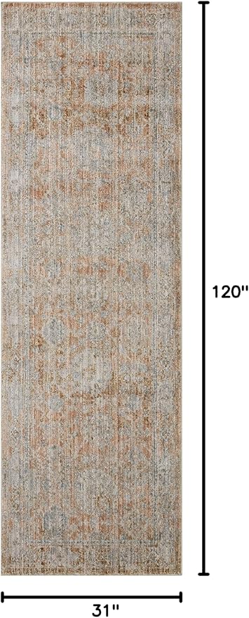 Loloi Jean Stoffer Katherine Collection KES-02 Terracotta/Smoke 2'-7'' x 10'-0'', .25" Pile Height, Runner Rug