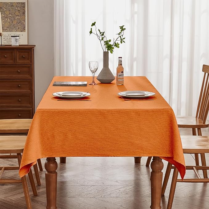 BALCONY & FALCON Rectangle Tablecloth Jacquard Style Water Resistant Table Cover for Autumn Fall Harvest Halloween Thanksgiving Party Dining Kitchen (Pumpkin, 57 x 118 inch)