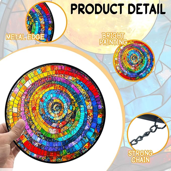 Seashell Window Wall Decor, Rainbow Suncatcher, House Warming Gifts New Home, Suncatchers for Windows Hanging, Sun Catchers Indoor Window Wall Decor Dorm, Geometric Stained Glass