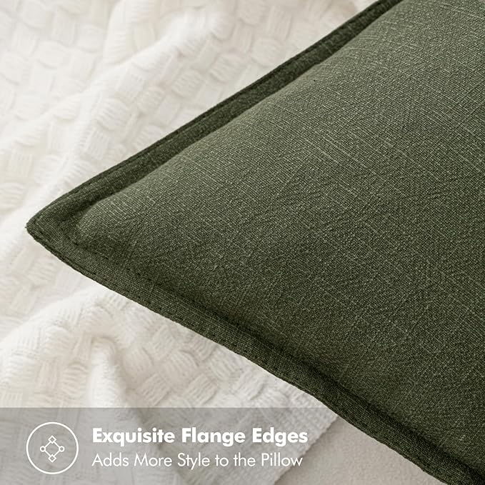 MIULEE Decorative Pillow Covers 18x18 Inch Dark Olive Green Boho Farmhouse Neutral Couch Throw Pillows for Bed Pack of 2 Accent Outdoor Pillowcase Modern Sofa Cushion Livingroom Home Decor