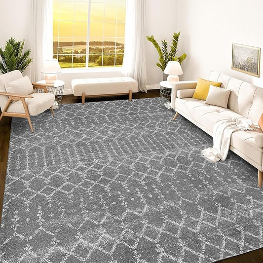 Istana 9x12 Area Rug - Dark Grey 9 x 12 Area Rugs for Living Room - Foldable 9x12 Rugs for Bedroom/Living Room Rug - Stain Resistant Washable Rugs - Eco-Friendly Area Rugs