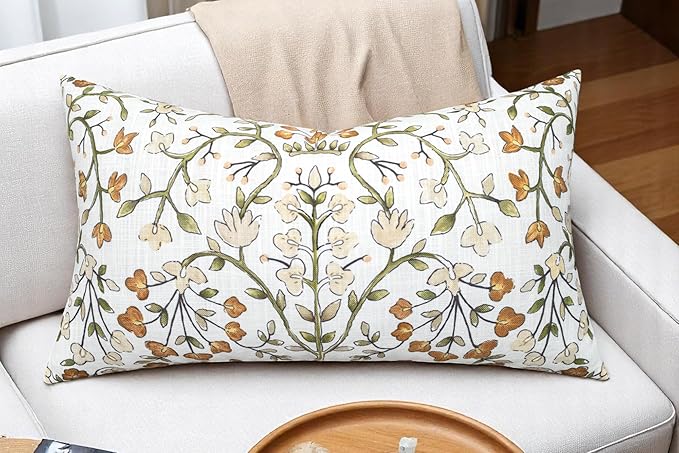 Zea Garden Printed Decorative Lumbar Accent Throw Pillow Cover - Decor for Living Room, Sofa, Chair, Patio, Car, Balcony, Bench, Porch, Nursery, Office, Bedroom - 14x24 Inches
