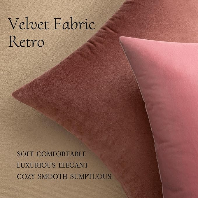 MIULEE Pack of 2 Decorative Velvet Pillow Covers Soft Square Throw Pillow Covers Solid Cushion Covers Jam Pillow Cases for Spring Sofa Bedroom Car 18x18 Inch 45x45 Cm