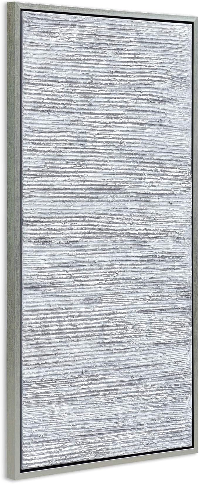 Empire Art Direct Abstract Wall Art Textured Hand Painted Canvas by Martin Edwards, Champagne Frame, 24" x 48", Silver Frequency