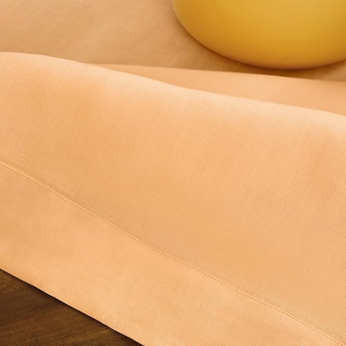 Solino Home Linen Cloth Placemats Set of 4-100% Pure Linen Peach Placemats 14 x 19 Inch - Fete