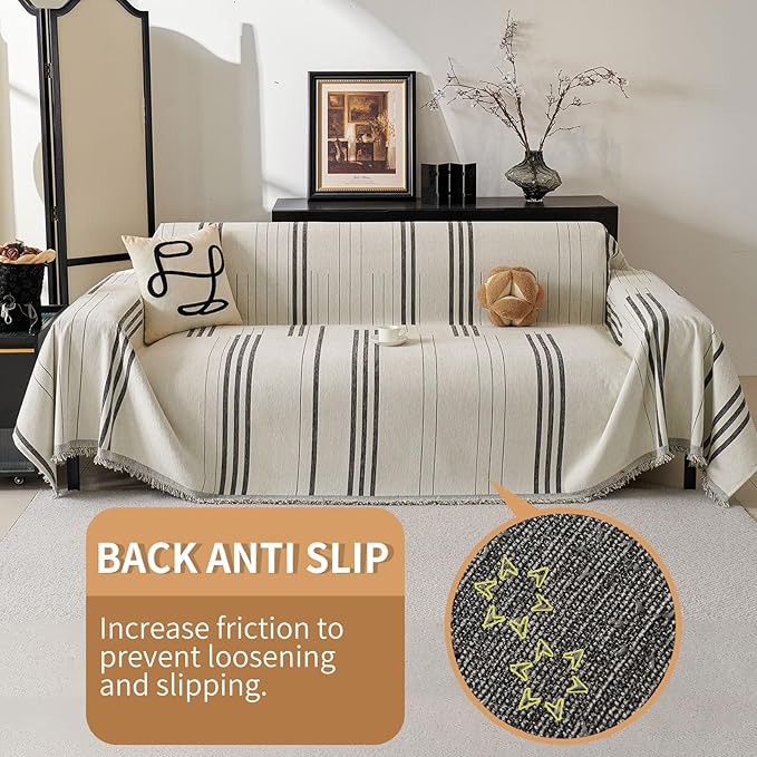 Boho Non Slip Covers Sofa Covers for 3 Cushion Chenille Dog Pet Couch Protector Washable L Shaped Sofa Cover ﻿ (Dark Grey, 91"*118")