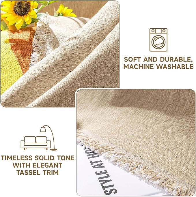 VClife Beige Chair Cover for Sofa 1 Piece Modern Minimalism Chair Cover for 1 Cushion Couch Sofa Slipcover Washable Soft Chenille Couch Covers Furniture Protector for Bedroom Living Room 71''x90''
