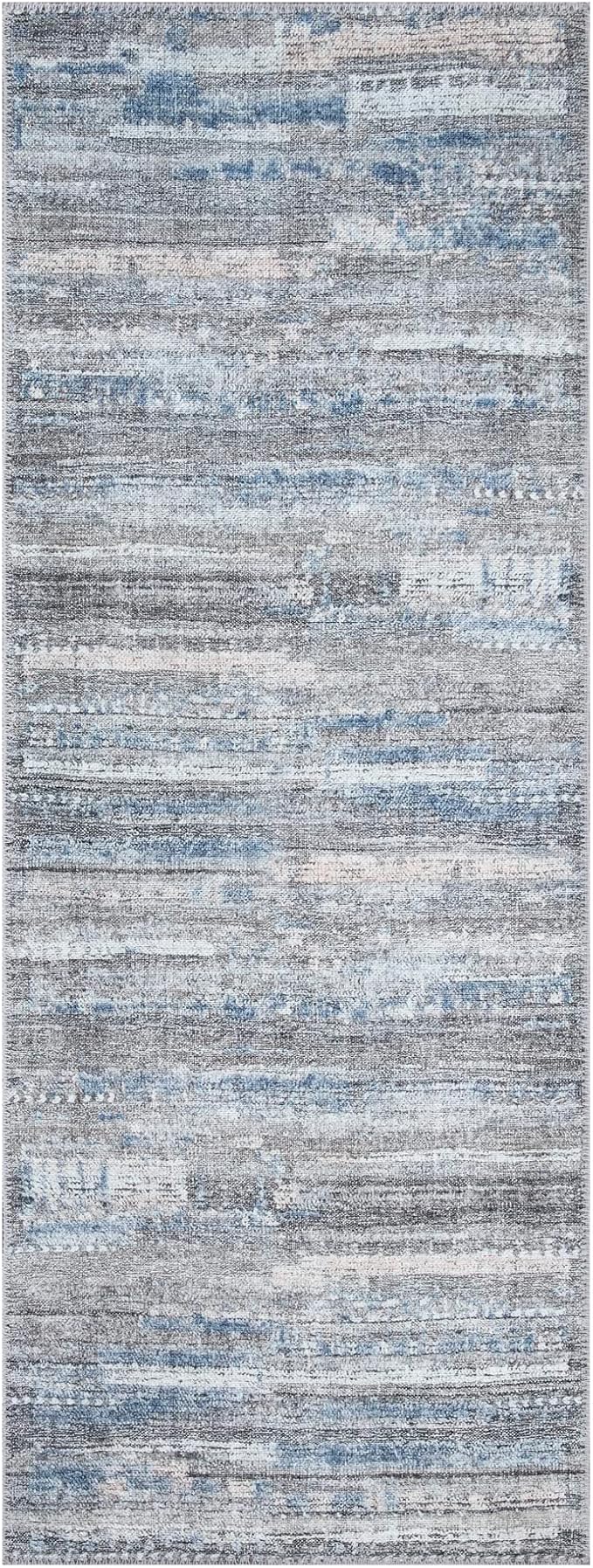 Bloom Rugs Washable Non-Slip 10 ft Runner - Gray/Blue/Blush Modern Abstract Runner for Entryway, Hallway, Bathroom, and Kitchen - Exact Size: 2.5' x 10'