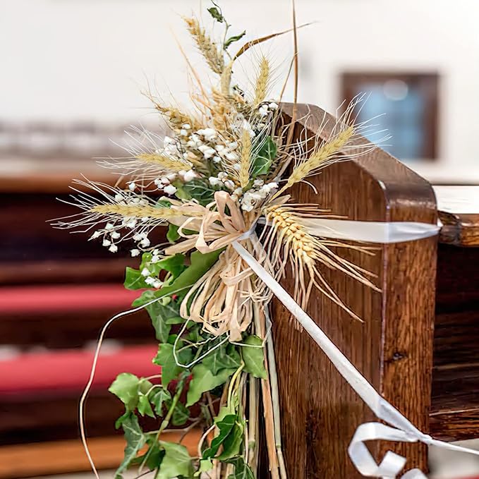 CISDUEO 100 Pcs Dried Wheat Stalks Bundle Grass Natural Dried Wheat Sheaves Stems Dried Flowers Arrangement Bouquet for Wedding Party Table Centerpiece Fall Harvest Wreath Boho Decor Farmhouse DIY