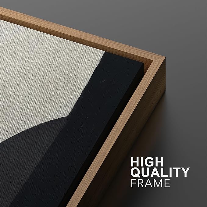 SIGNWIN Framed Canvas Print Wall Art Set Black and Beige Abstract Geometric Modern Bold Minimalist Illustrations Minimal Decorative Zen Bohemian for Living Room, Bedroom, Office - 16"x24"x2 Natural