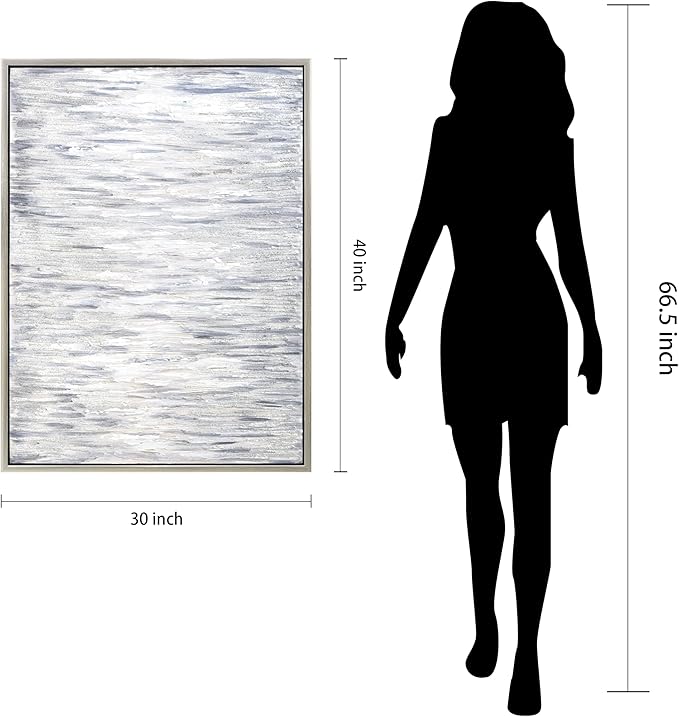 Empire Art Direct Gray Field II Textured Glitter Hand Painted Framed Canvas Wall Art, Ready to Hang, Living Room, Bedroom & Office, 30"x40"x1.5"