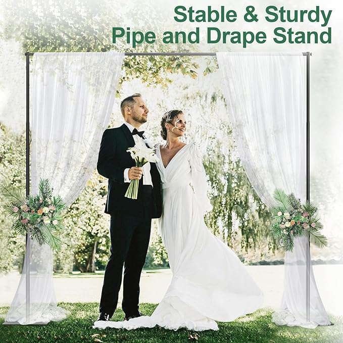 Pipe and Drape Backdrop Stand Kit 10x10ft, Heavy Duty Back Drop Adjustable Stand with Carry Bag, Metal Background Frame for Parties Wedding Birthday Decoration Photography Photo Booth Video