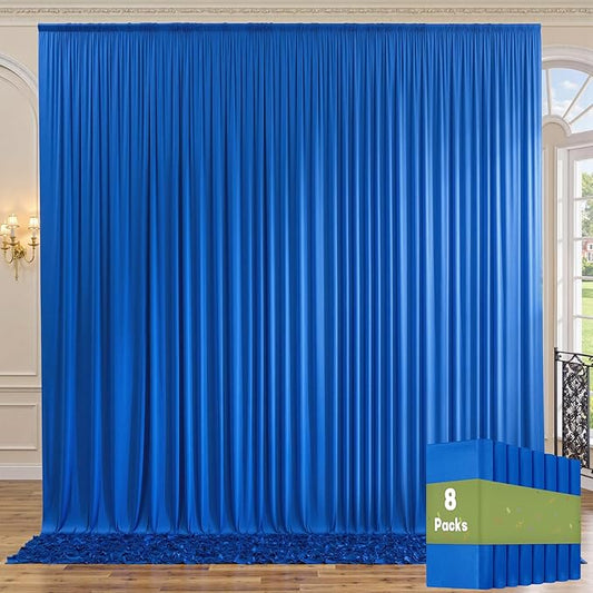40ftx10ft Wrinkle Free Royal Blue Backdrop Curtains for Parties, 8 Panels 5x10ft Silky Polyester Photo Backdrop Drapes for Weddings Birthday Photography Background Curtains