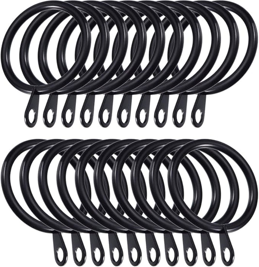Shappy 20 Pack Metal Black Curtain Rings 1.2 inch Metal Hanging Rings for Curtains and Rods Drape Sliding Eyelet Rings Internal Diameter