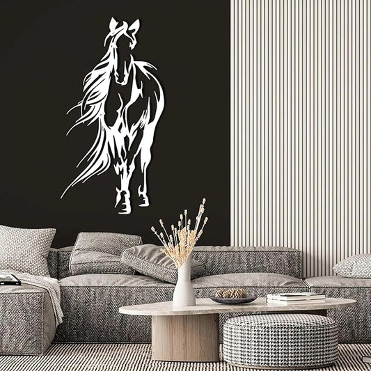 Metal Horse Wall Art, Large Horse Wall Art, Metal Wall Art Wildlife, Bucking Horse Decor, Horse Metal Sign, Horse Statues Home Decor, Rustic Farmhouse Decor, Horse Lovers Gifts (White, 41"x22"/105x55cm)