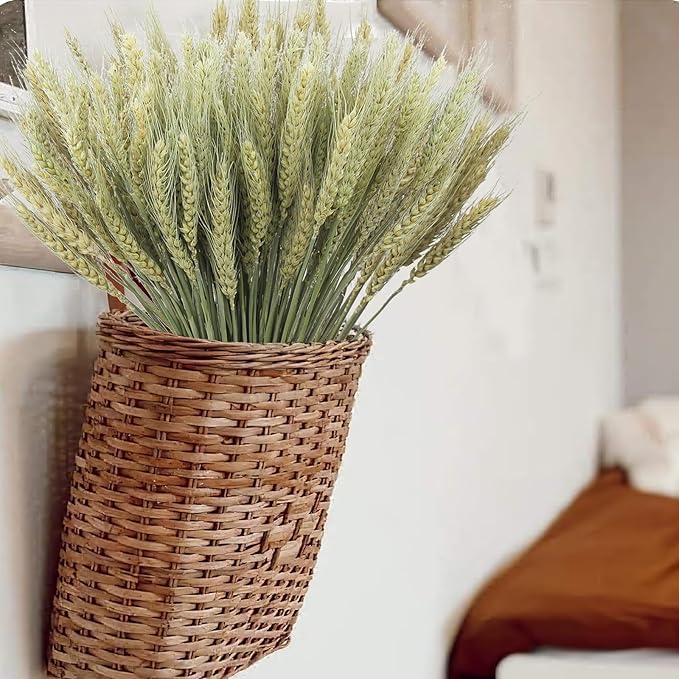 CISDUEO 100 Pcs Dried Wheat Stalks Bundle Grass Natural Green Dried Wheat Sheaves Stems Dried Flowers Arrangement Bouquet for Wedding Party Table Centerpiece Harvest Wreath Boho Decor Farmhouse DIY