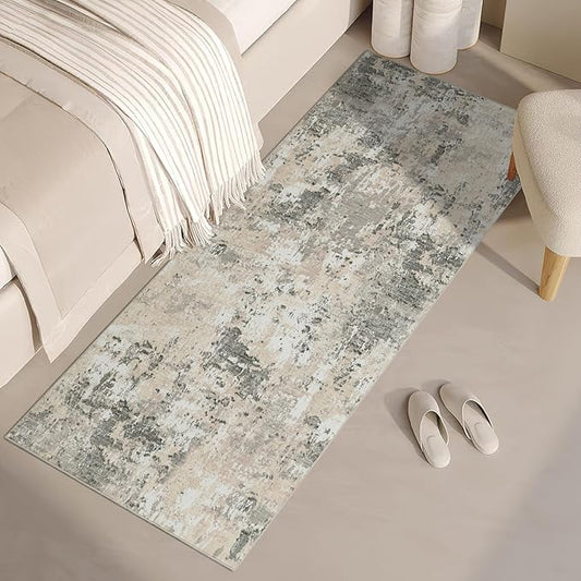 Modern Abstract 2x10 Runner Rug Washable Non Slip Stain Resistant Rug for Hallway Kitchen Bedroom Non Shedding Low Pile Indoor Floor Cover,Grey Yellow