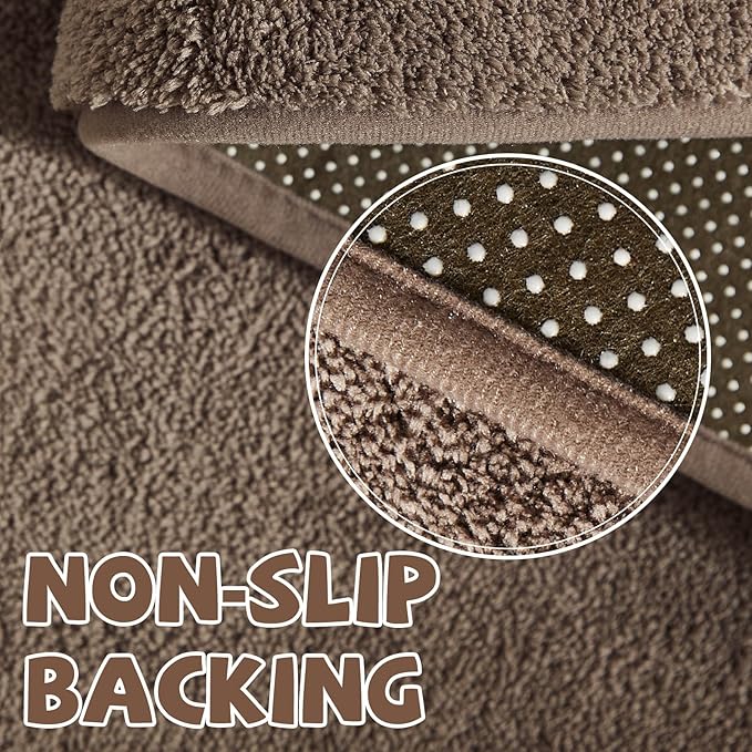 jinchan Solid Plush Runner Rug 2x6 Performance Shaggy Washable Hallway Rug Soft Modern Faux Wool Cozy Non Slip Carpet for Bedroom Laundry Room Living Room Kids Nursery Brown