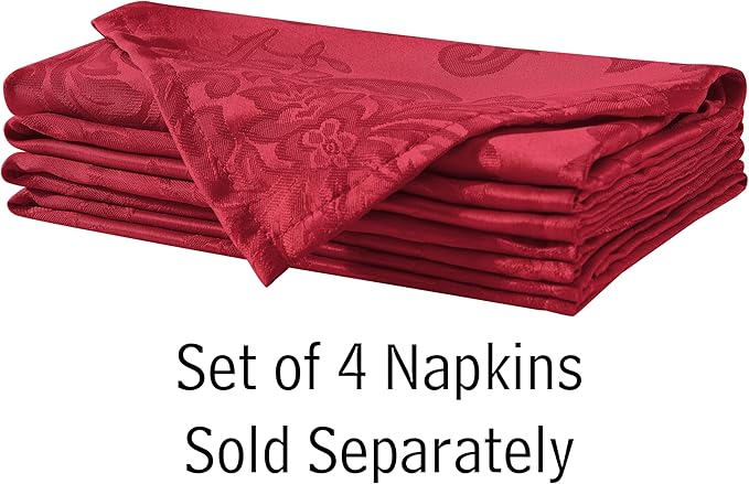 Newbridge Barcelona Damask Fabric Tablecloth, 52 x 70 Inch Rectangle, Red – No Iron, Soil Resistant Table Cover for Dining, Parties and Holidays