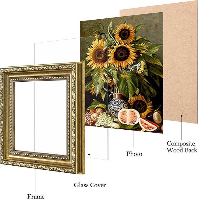 eletecpro 5x5 Picture Frames Set of 2, Vintage Gold Photo Frames with Glass, Display 5x5 Photo for Tabletop or Wall Decor, Gold