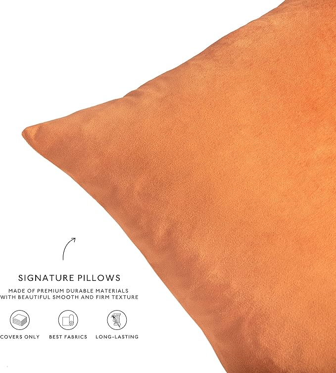 MONDAY MOOSE Decorative Throw Pillow Covers Cushion Cases, Set of 4 Soft Velvet Modern Designs, Mix and Match for Home Decor, Pillow Inserts Not Included (20x20 inch, Orange/Teal)