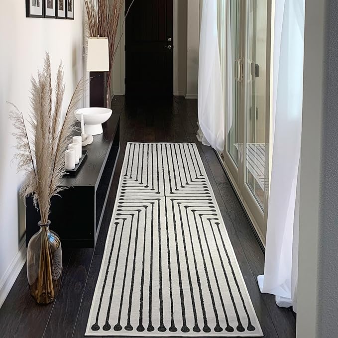 RUGGABLE x Jonathan Adler Machine Washable Modern Area Rug– Inkdrop Black & Ivory 2x3, Stain-Resistant, Non-Slip – Small Rugs for Living Room, Bedroom, Hallway, Entryway & Bathroom–with Cushioned Pad