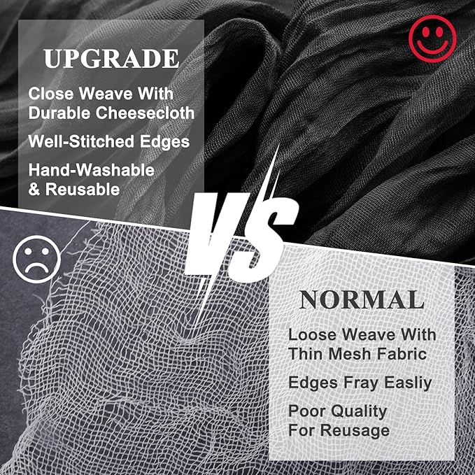 Wokceer Cheesecloth Table Runner Christmas 12Pack 10FT Black Boho Gauze Cheese Cloth Table Runner for Party Long Rustic Sheer Table Runners for Baby Bridal Shower Wedding Easter Table Decor