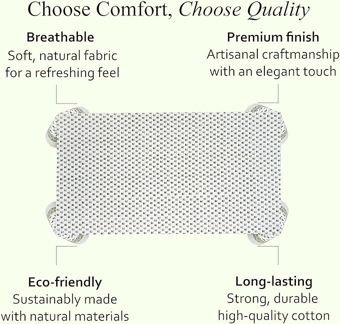 CPC Lotus Meadow Tablecloth 100% Cotton 70x108 Inch Indian Block Print Rectangle Table Cover, Table Cloth for Gifting in Weddings, Halloween, Fall, Christmas, Thanksgiving