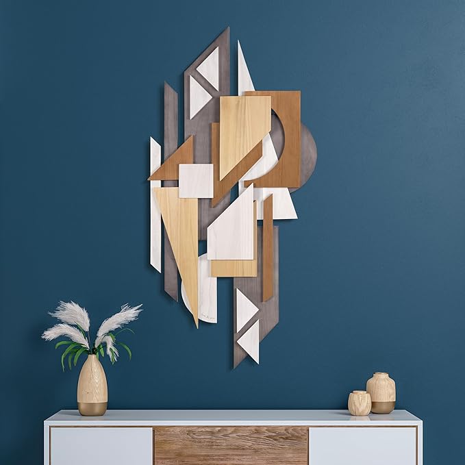 Empire Art Direct "Moonlit Mist I Handmade Dimensional Solid Paulownia Wood Abstracts Wall Art, Ready to Hang, Living Room, Bedroom & Office, 48" x 24"x 1.42"