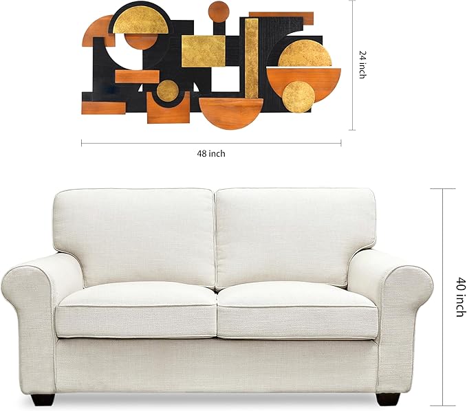 Empire Art Direct "Amber Embraces I Handmade Dimensional Solid Paulownia Wood Abstracts Wall Art, Ready to Hang, Living Room, Bedroom & Office, 48" x 24"x 1.42"