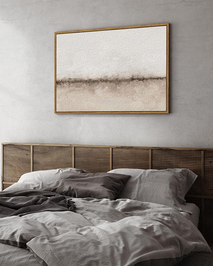 ARPEOTCY Large Framed Canvas Wall Art, 24x36 Inch, Modern Minimalist Abstract Art Prints, Contemporary Neutral Beige Decor for Living Room Hallway Bedroom Fireplace, Sandstone Textured Decor