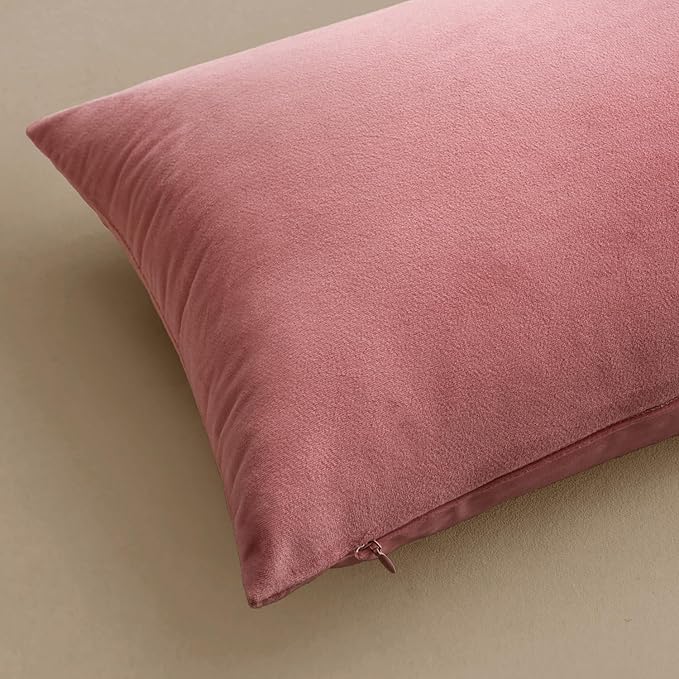 MIULEE Pack of 2 Pillow Covers Velvet Square Throw Pillow Covers Decorative Cushion Case for Spring Sofa Bedroom Couch 16x16 Inch Bright Pink