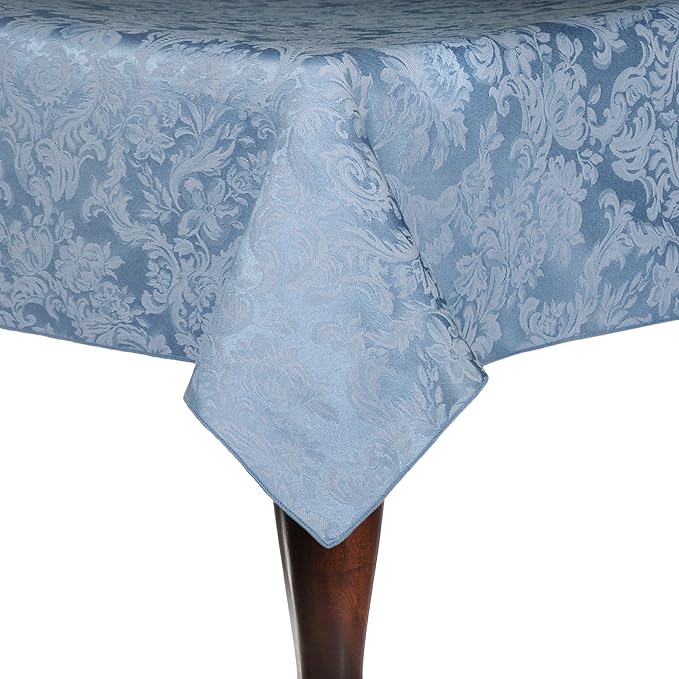 Ultimate Textile Miranda 60 x 144-Inch Rectangular Damask Tablecloth Slate Blue