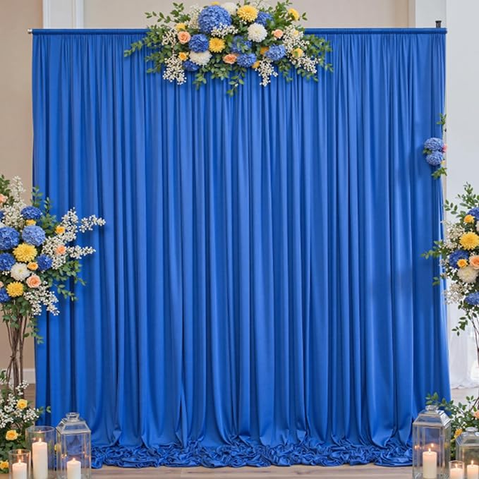 40ftx10ft Wrinkle Free Royal Blue Backdrop Curtains for Parties, 8 Panels 5x10ft Silky Polyester Photo Backdrop Drapes for Weddings Birthday Photography Background Curtains