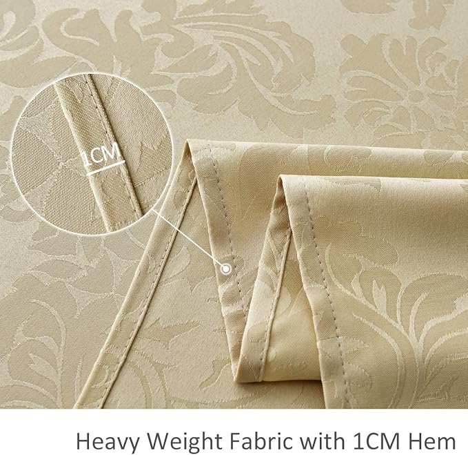 maxmill Jacquard Tablecloth Damask Design Water Resistance Antiwrinkle Heavy Weight Soft Table Cloth for Buffet Banquet Parties Event Holiday Dinner Rectangle 60 x 84 Inch Beige