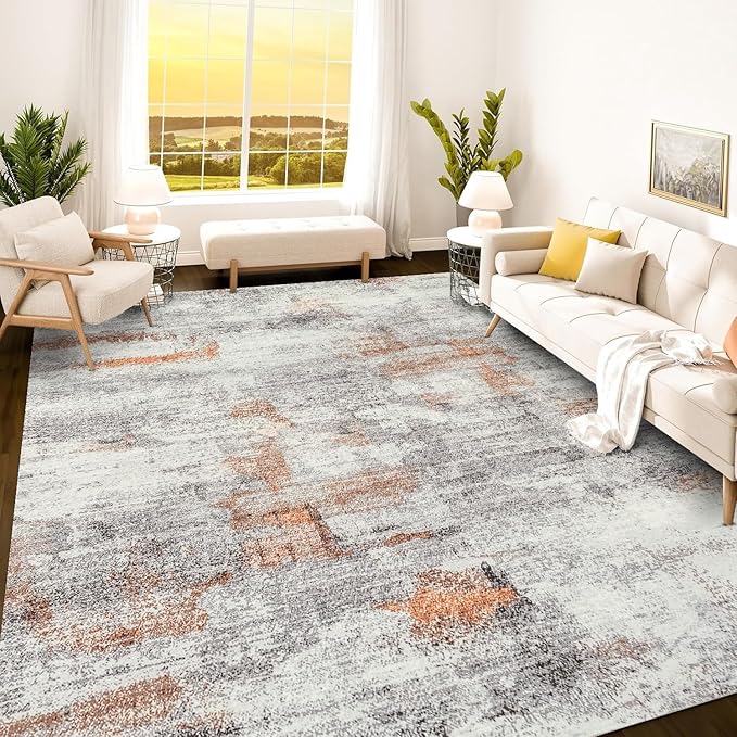 Istana 9x12 Area Rug - Grey Multi 9 x 12 Area Rugs for Living Room - Foldable 9x12 Rugs for Bedroom/Living Room Rug - Stain Resistant Washable Rugs - Eco-Friendly Area Rugs