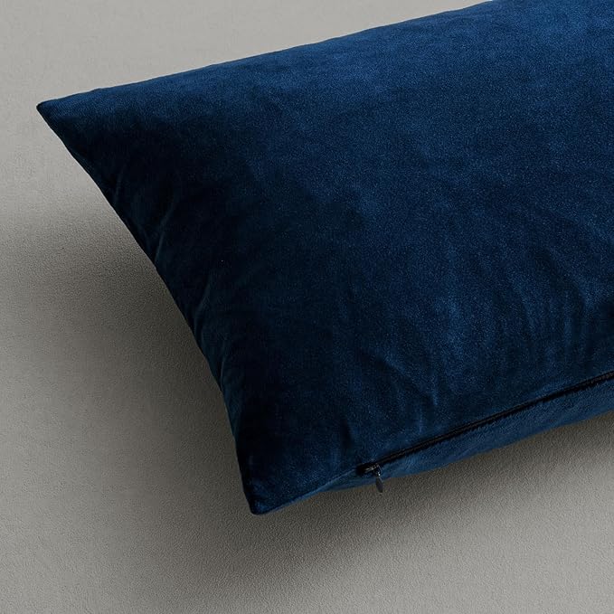 MIULEE Pack of 2 Velvet Pillow Covers Decorative Square Pillowcase Soft Solid Cushion Case for Spring Sofa Bedroom Car 12x12 Inch Dark Blue