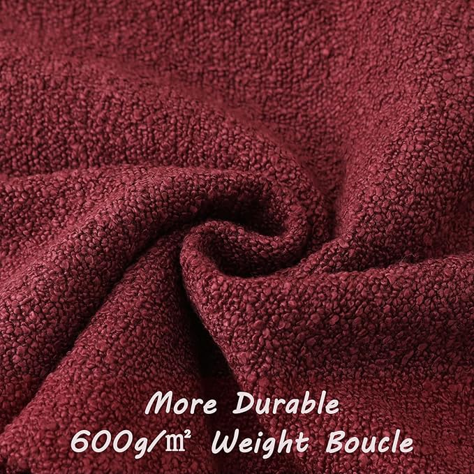 FUTEI Pack of 2 Burgundy Decorative Throw Pillow Covers 24x24 Inch Soft Cozy Solid Boucle Textured European Cushion Case,Modern Home Decor for Couch Bed Living Room
