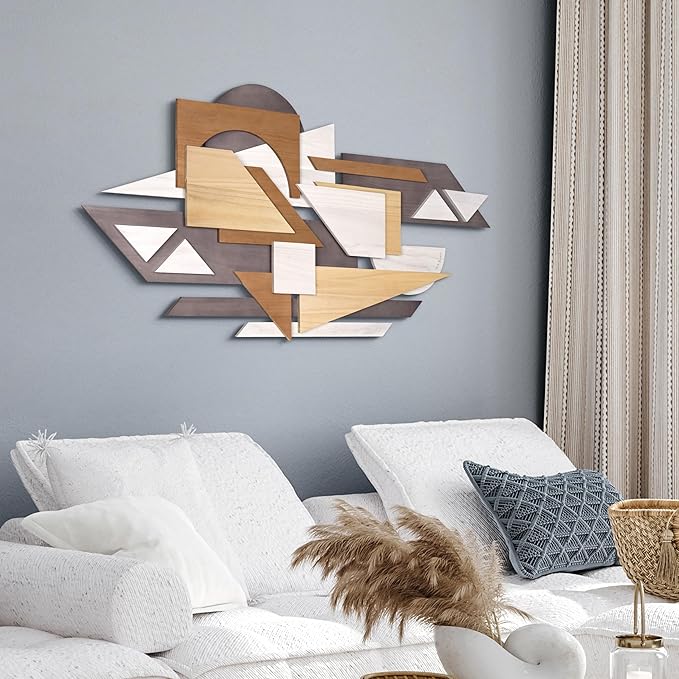 Empire Art Direct "Moonlit Mist I Handmade Dimensional Solid Paulownia Wood Abstracts Wall Art, Ready to Hang, Living Room, Bedroom & Office, 48" x 24"x 1.42"