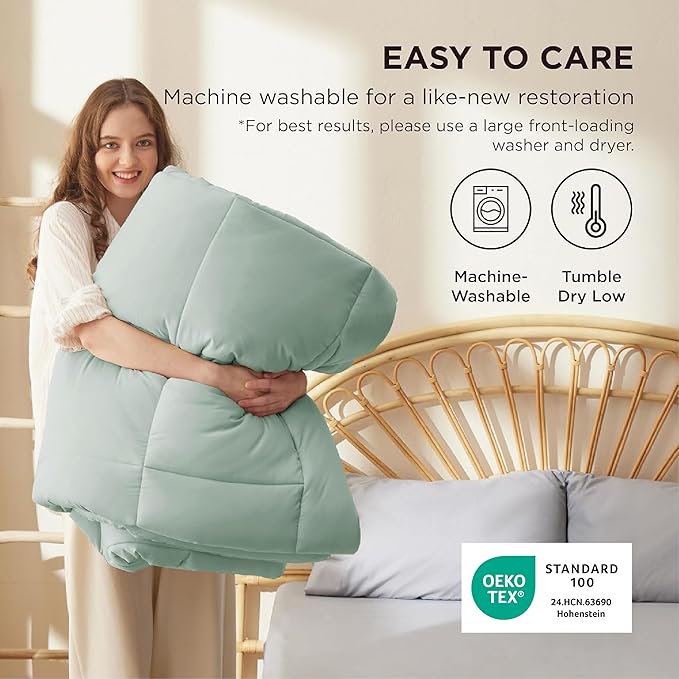 Bedsure Comforter Duvet Insert - Quilted Comforters Twin XL Size, All Season Duvet, GentleSoft Down Alternative Bedding, with 8 Tabs, Gifts for Women/Men, Sage Green, Twin XL 92 x 68 Inches